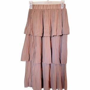 Elegant Tan Midi Skirt